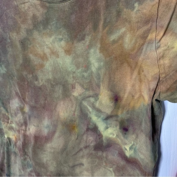 Ladies M tie dyed tee ice dyed fall colors green brown gold earth tones leaves - Picture 3 of 7